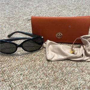 Black Tory Burch sunglasses with case. Polarized, dark lenses TY7059